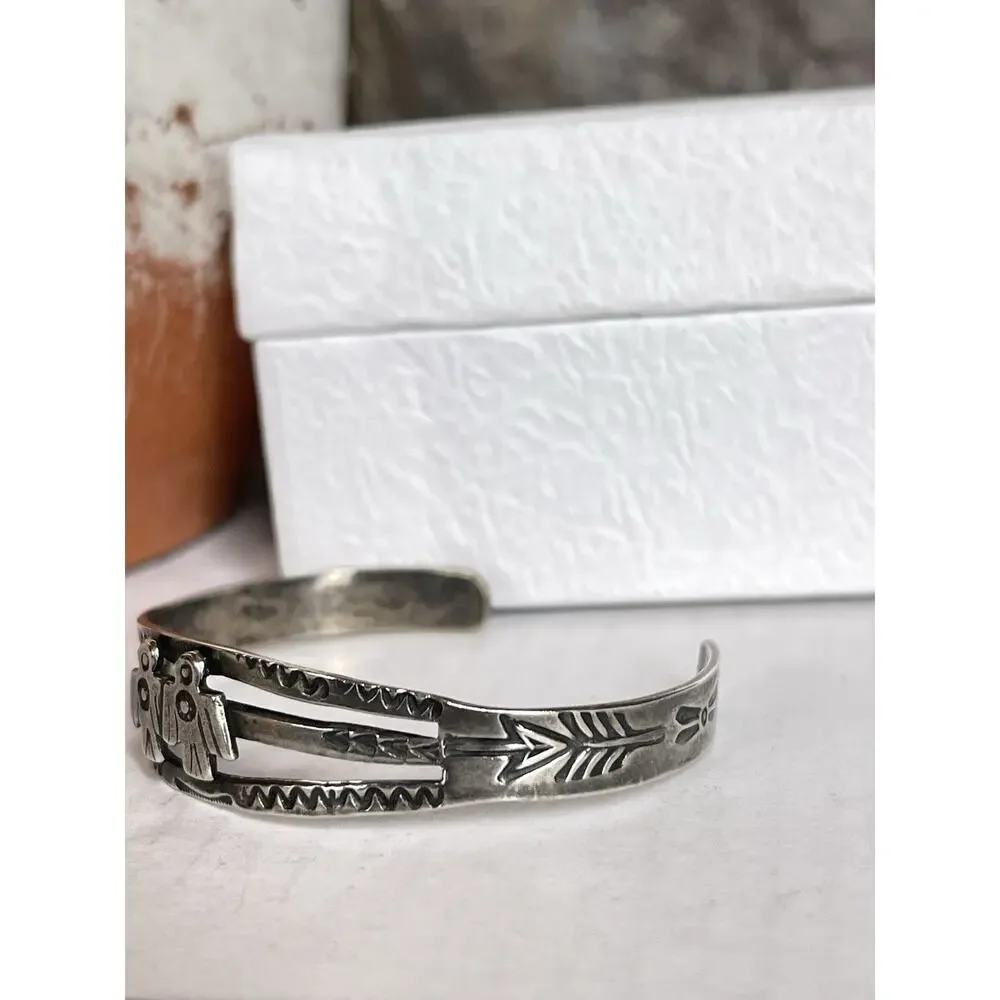 FRED HARVEY ERA Navajo THUNDERBIRD Sterling silver Cuff Bracelet Southwest Small